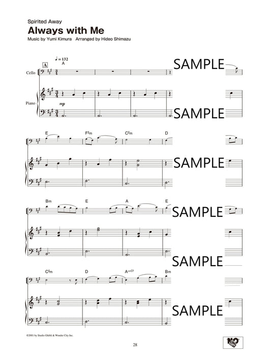 Studio Ghibli Songs for Cello and Piano English Version Paperback YAMAHA NEW_4