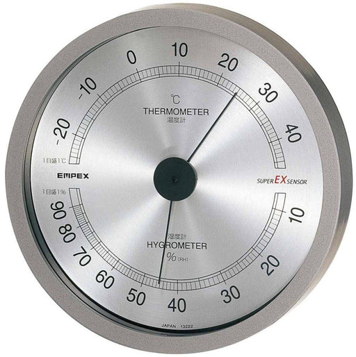 EMPEX Super EX EX-2727 Thermometer & Hygrometer Metallic Gray D14xH2.9cm NEW_1