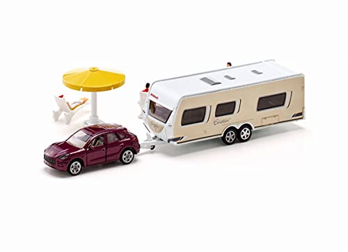 BorneLund SIKU Porsche Macan SUV with Caravan SK2542 Dieccast ABS Miniature Car_1
