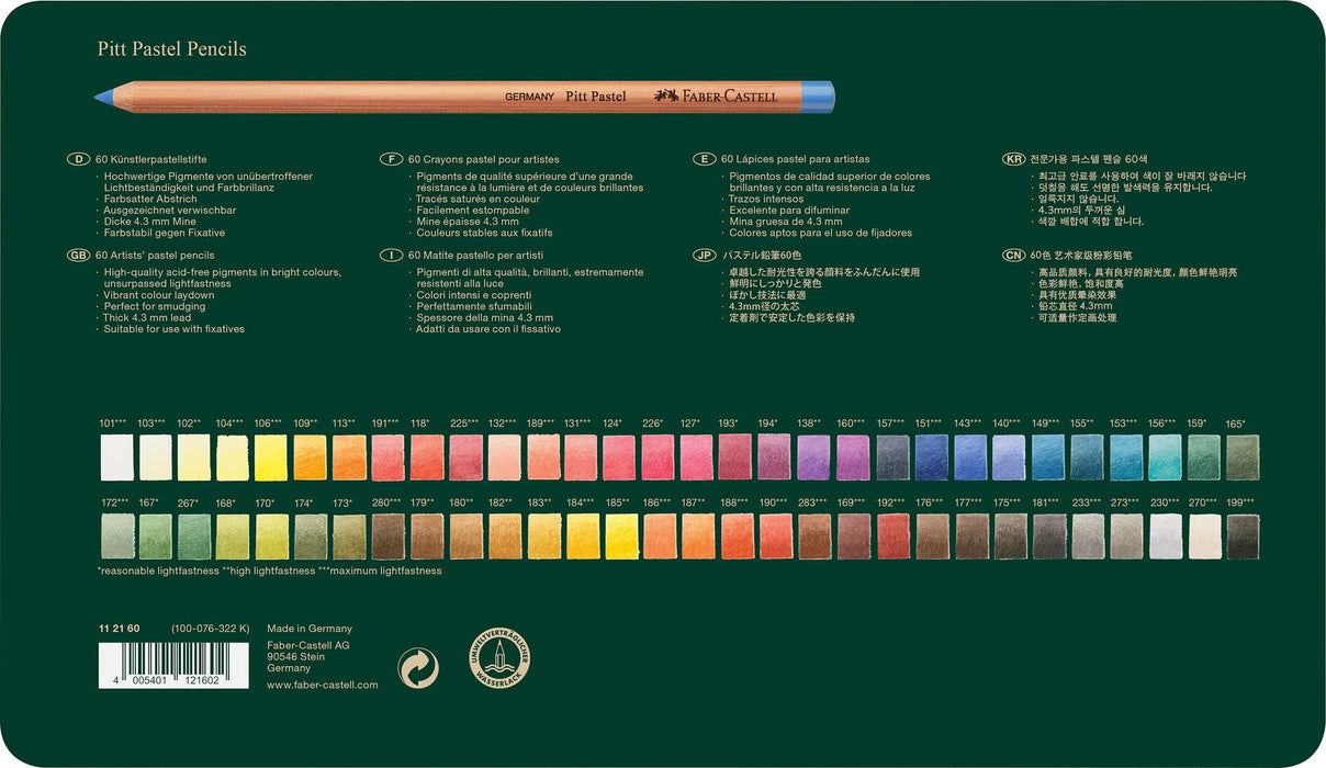 Faber-Castell Pitt pastel colored pencils 60 color canned 112160 Made in Germany_4