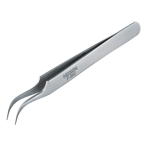 HOZAN P-882 Stainless Steel Curved Tweezers 115mm 18g Open Width 7mm Silver NEW_1