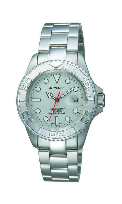 Aureole Watch SW-416M-6 Men's Silver Stainless Steel Band Case Date Indicator_1