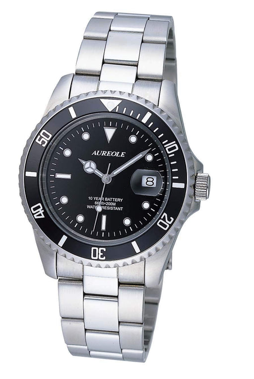 Aureole Watch SW-416M-1 Men's Silver Stainless Steel Band Case Date Indicator_1