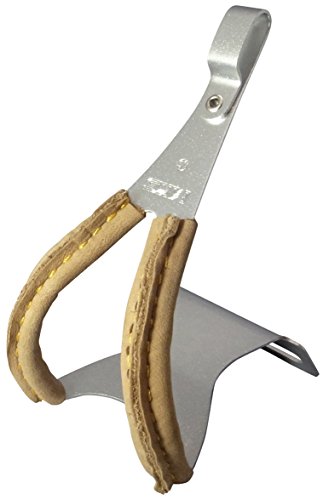 MKS Alloy Bicycle Toe Clips with Leather Accent Large size 22.4560.63.369 NEW_1