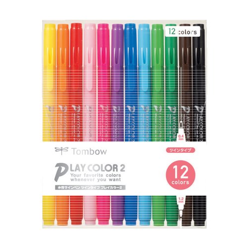 Tombow GCB-011 PLAY COLOR 2 12-Color Set Water Based Drawing Marker Pen NEW_1