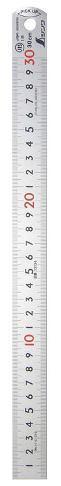 SHINWA Sokutei Pick Up Ruler 30cm Silver with Red Number Stainless Steel 13134_1