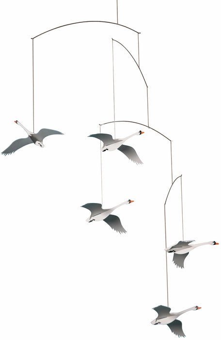Flensted mobiles Scandinavian Swan Hanging Mobile Handmade in Denmark White NEW_1