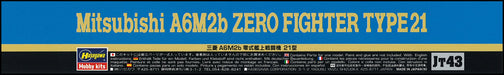 Hasegawa 1/48 Japan Navy Mitsubishi A6M2b Zero Fighter Type 21 Model Kit JT43_5