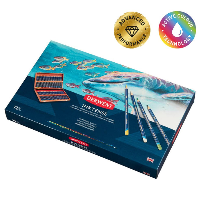 Derwent watercolor pencils ink Tense pencil Set of 72 colors w/ wood box 2301844_3