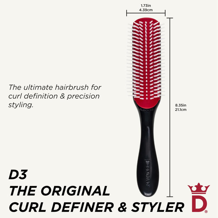 Denman Curly Hair Brush D3 Black & Red 7 Row Styling Brush 210mm ABS Resin NEW_2