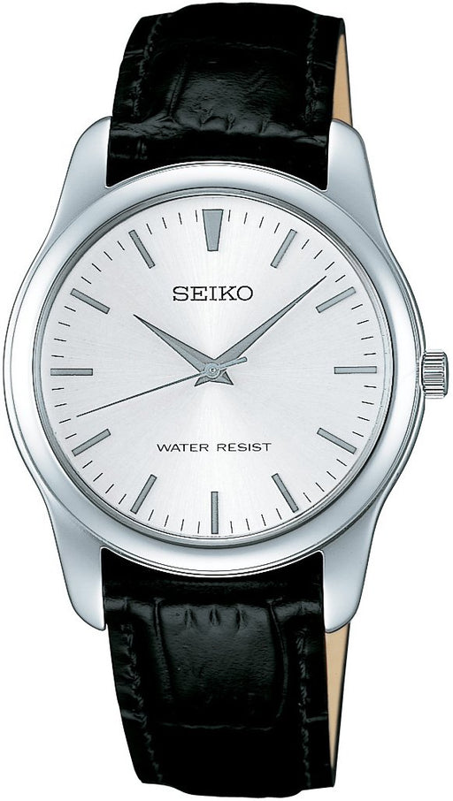 SEIKO SCXP031 Watch Men's Black White Analog Round Face Quartz Cowhide Leather_1