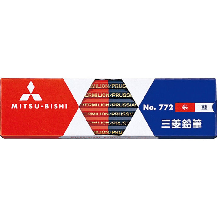 Mitsubishi Vermilion & Prussian Blue Pencil Hexagonal Body 1 dozen K772 NEW_1