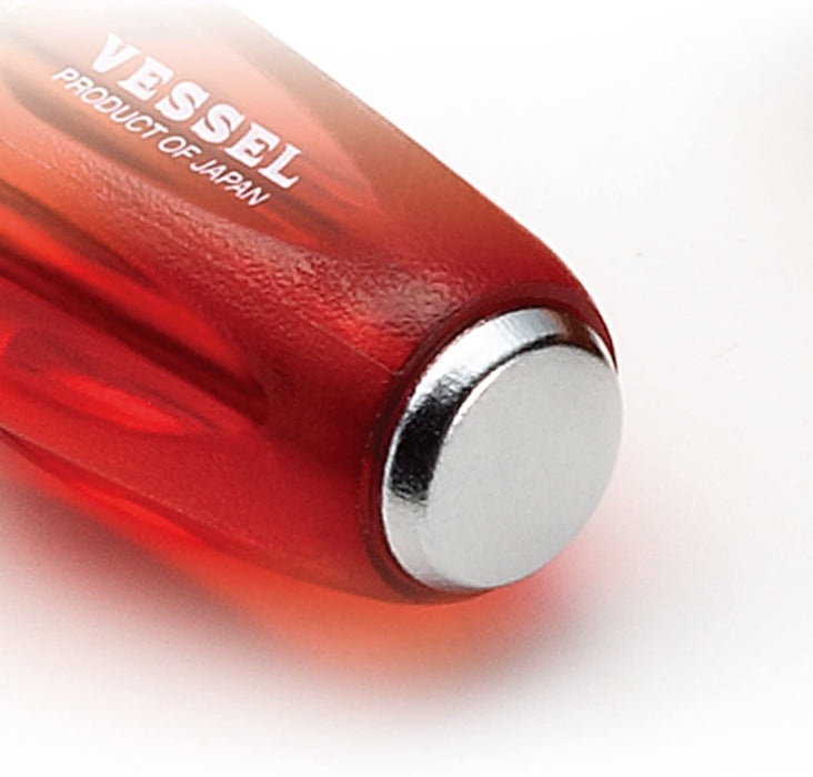 VESSEL Tang-Thru Power Grip Screwdriver NO.4500 -8×150 Made in Japan Red NEW_4