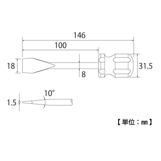 TOP Water-faucet driver TWD-100 Flathead Driver Wide Tip Made in Tsubame Sanjo_2