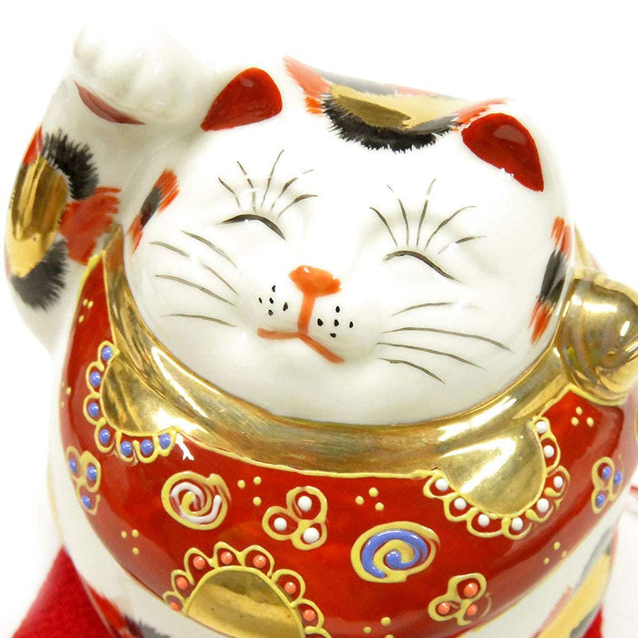 Japanese Maneki Neko Right Hand Lucky Cat Kutani Ceramic Figure Gold Calico cat_2