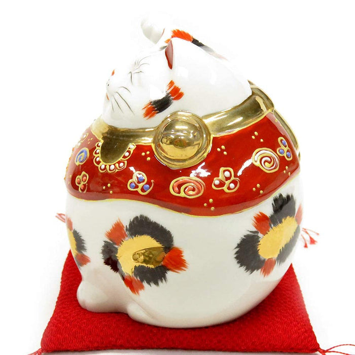 Japanese Maneki Neko Right Hand Lucky Cat Kutani Ceramic Figure Gold Calico cat_4