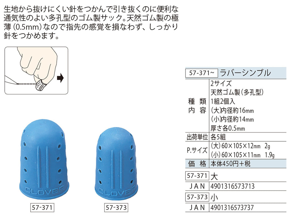 Clover Rubber Thimble Large 57-371 Made in Japan Blue Rubber Simple Design NEW_4