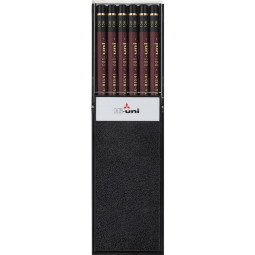Mitsubishi Uni Wooden Graphite Pencil 10H Set of 12 pieces Box Black HU10H NEW_1