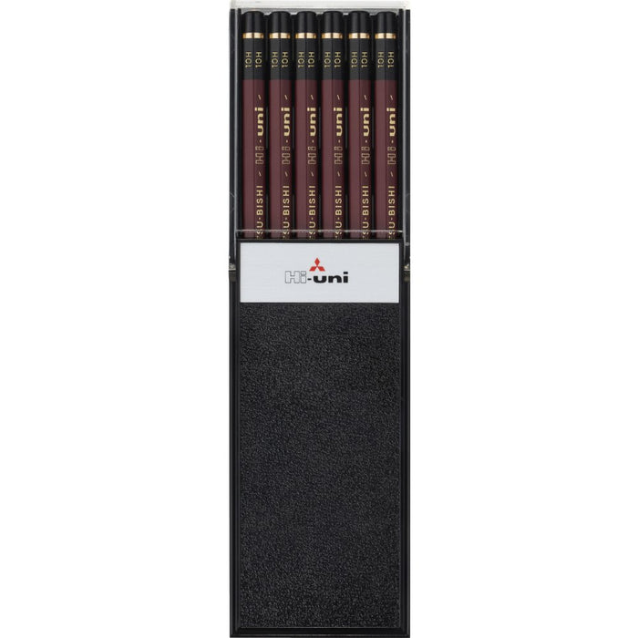 Mitsubishi Uni Wooden Graphite Pencil 10H Set of 12 pieces Box Black HU10H NEW_1
