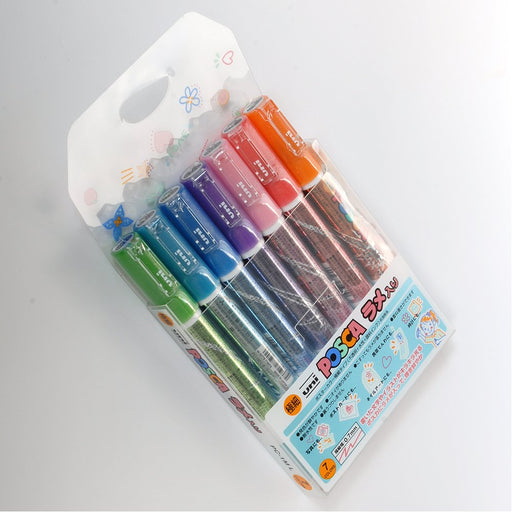 Uni POSCA Drawing Pen Glitter 7 colors Ultra fine PC1ML7C Water Colored NEW_2