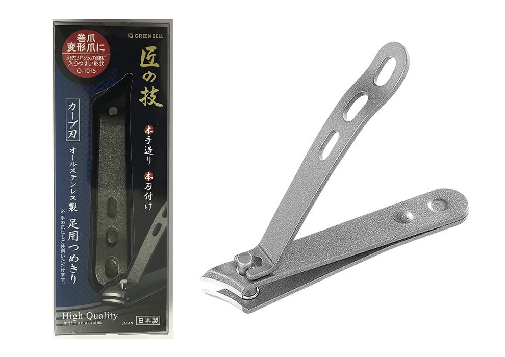 GREEN BELL G-1015 NAIL CLIPPER CURVE BLADE ALL STAINLESS TAKUMI NO WAZA NEW_1