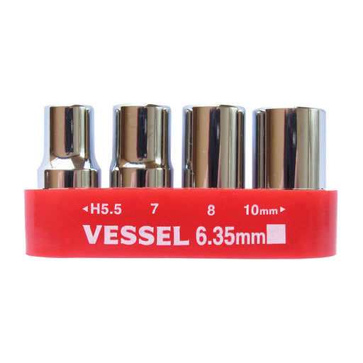 VESSEL TD-BS4 Replacement Socket Bit Set 4pcs (H5.5, H7, H8, H10) Glossy finish_1