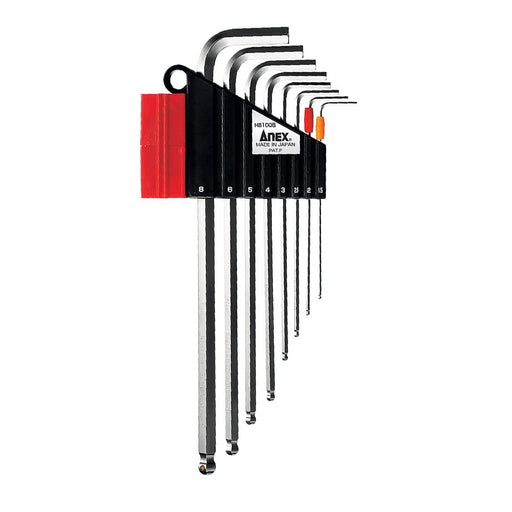 ANEX Wrench Ball Point w/mag holder Set of 8 pcs (1.5/2/2.5/3/4/5/6/8mm) HB1008_1