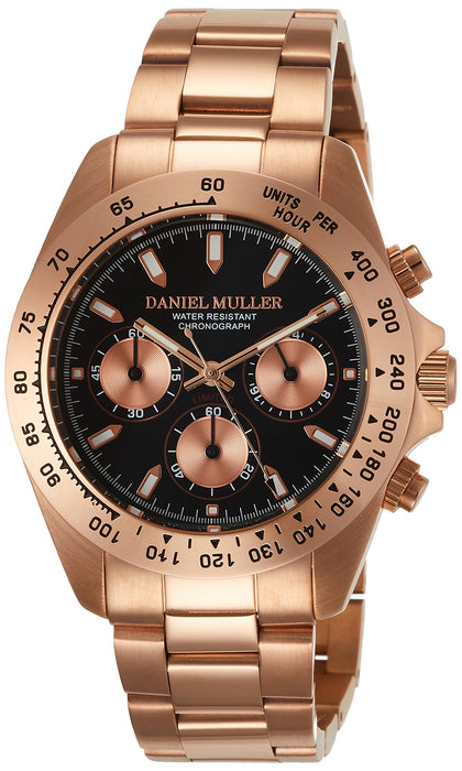 DANIEL MULLER Watch Chronograph Men's Watch Stainless Steel Band DM-2002BK NEW_1