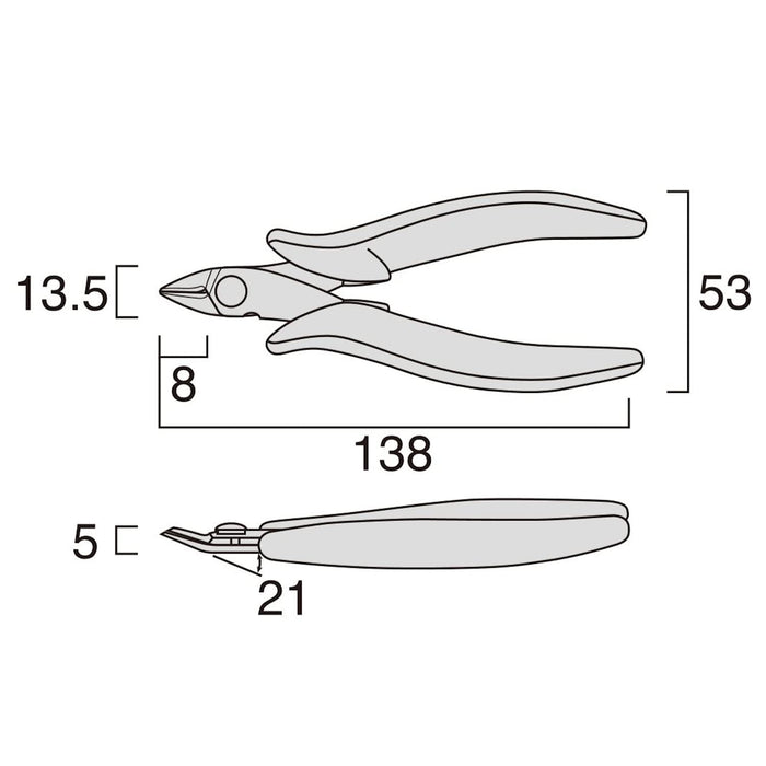 FUJIYA Mini Tech Light Nippers Thin Light Weight 138mm MTN03-135 Silver NEW_5