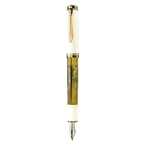 Pelikan Fountain Pen F FINE POINT White Tortoise Suberen M400 Resin 14K Nib NEW_1