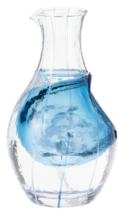 Toyo Sasaki Glass Cold Sake Carafe Blue 300ml Made in Japan Katakuchi 61507 NEW_1