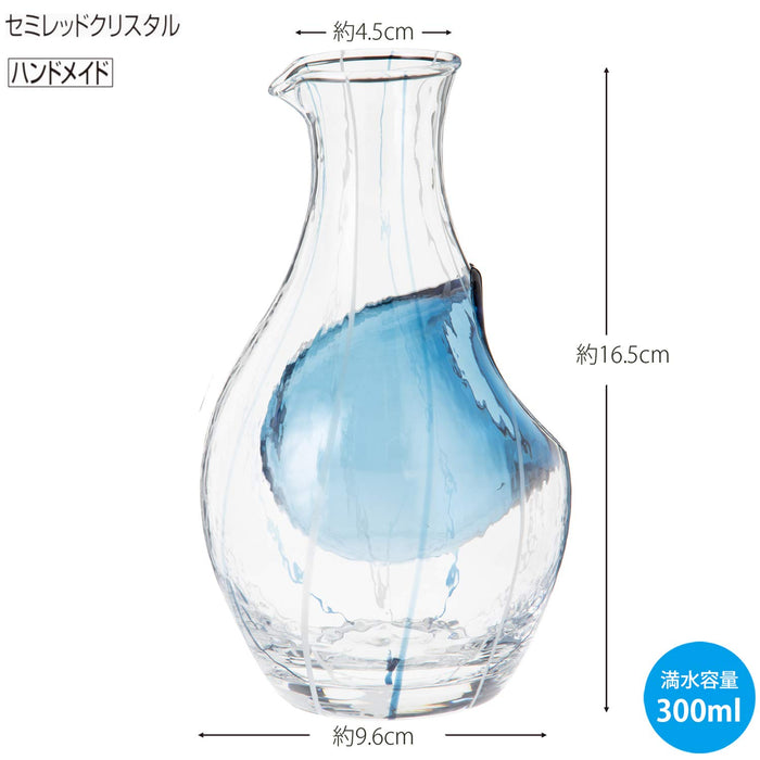 Toyo Sasaki Glass Cold Sake Carafe Blue 300ml Made in Japan Katakuchi 61507 NEW_3
