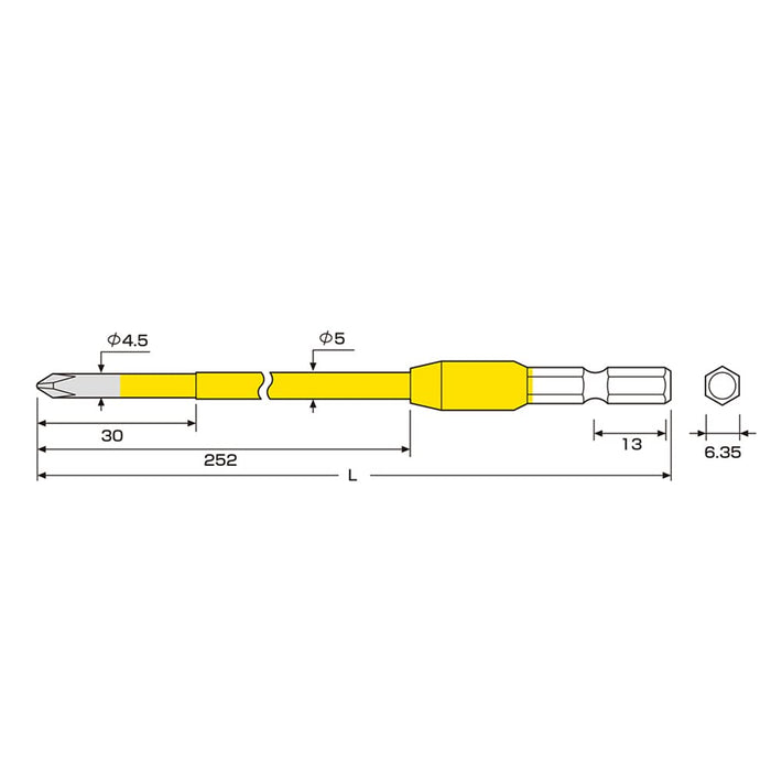 ANEX Color Screwdriver Bit Mag +2x300mm ACMD-2300 1pc Philips Driver Yellow NEW_4