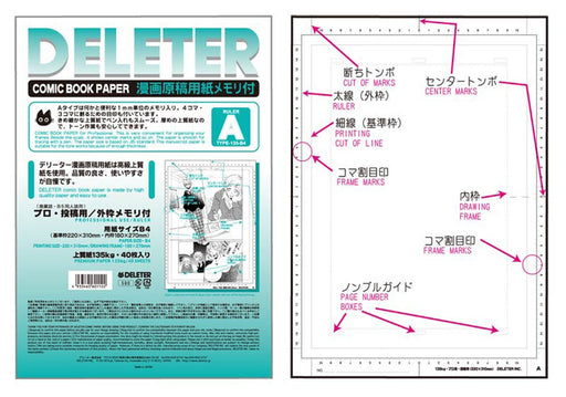 DELETER Manuscript paper A B4 135kg with Memory Manga Anime Set 201-1034 NEW_1