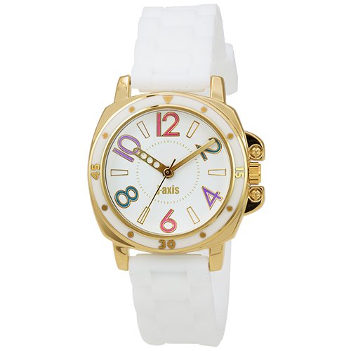 J-Axis Wristwatch iXa AL1182-W White Woman's Silicone Band White Dial Metal Case_1