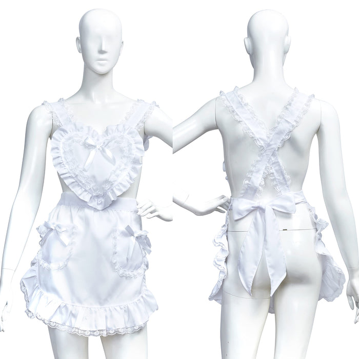 Clearstone Heart ruffle apron for Costume Play White Women H60cm 43294-29084 NEW_2