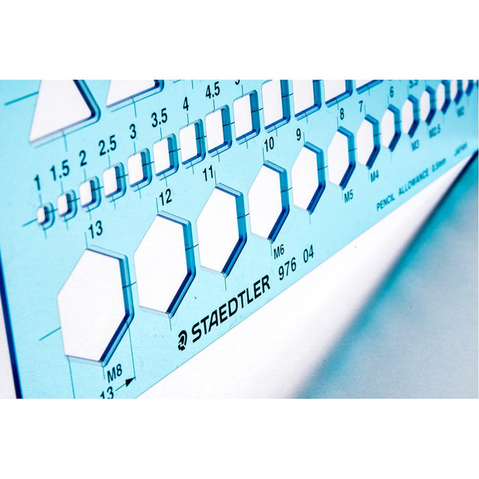 Staedtler 976 04 Drafting Mechanical Ruler Round Triangle Square Template Small_2