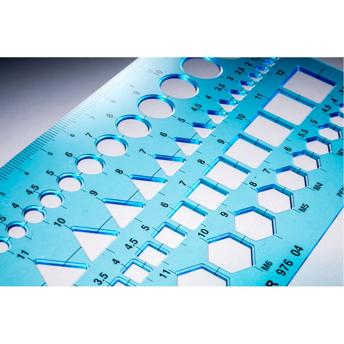 Staedtler 976 04 Drafting Mechanical Ruler Round Triangle Square Template Small_3