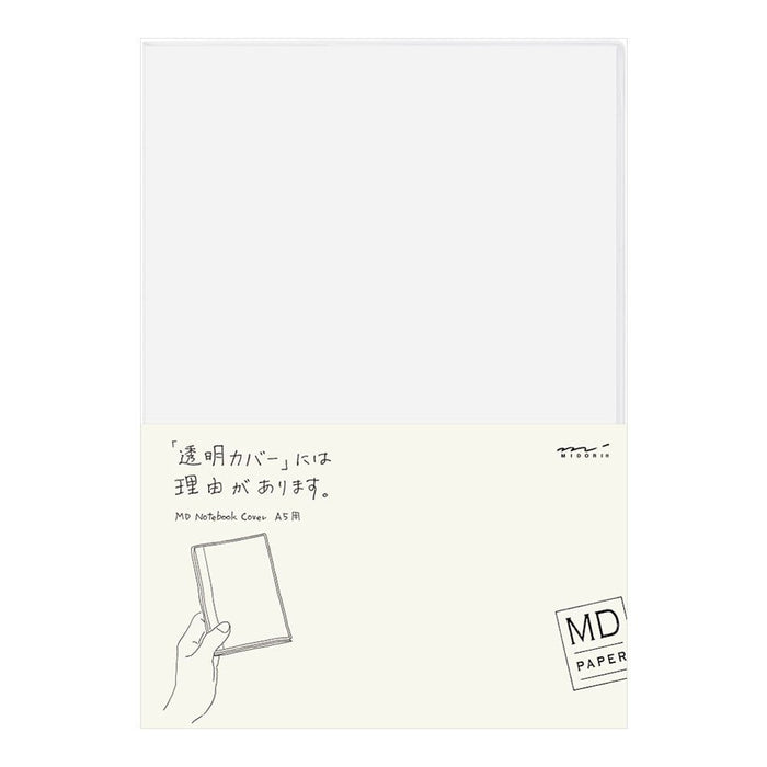 DESIGNPHIL Midori MD Notebook Cover A5 Size PVC Clear w/ Pen Holder 49360006 NEW_1