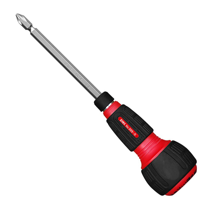 Ratchet Screwdriver No.395-D 60-tooth Phillips Slotted ANEX Elastomer Resin NEW_1