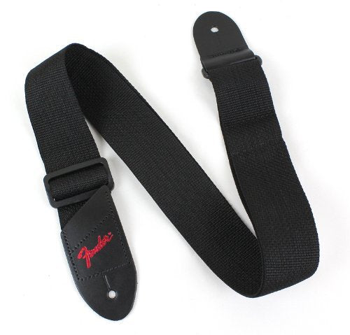Fender Guitar Bass Strap Economy for Acoustic Electric Black Red Logo Polyester_1