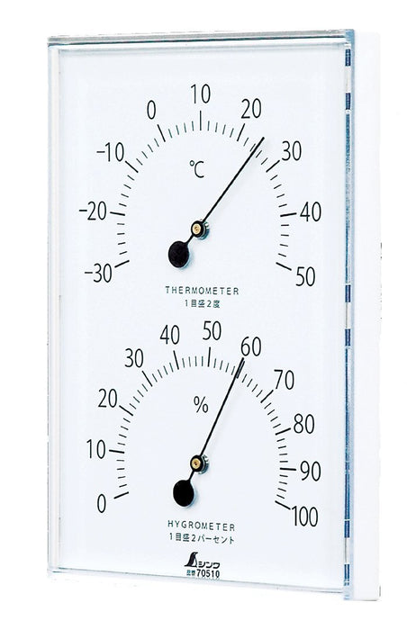 SHINWA Thermometer Temperature Hygrometer White W-1 70510 Rectangle Wall Mount_1