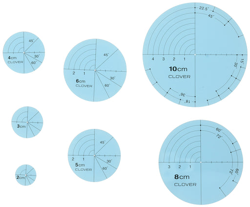 Clover Circle Template for Drawing Quilting Lines Set of 7 2/3/4/5/6/8/10cm NEW_1