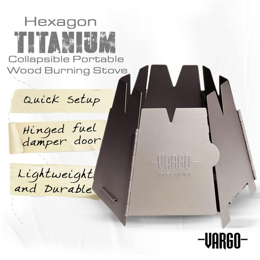 Vargo Titanium Hexagon Wood Stove T-415 D76 (top) x D127 (bottom) x H101mm NEW_2
