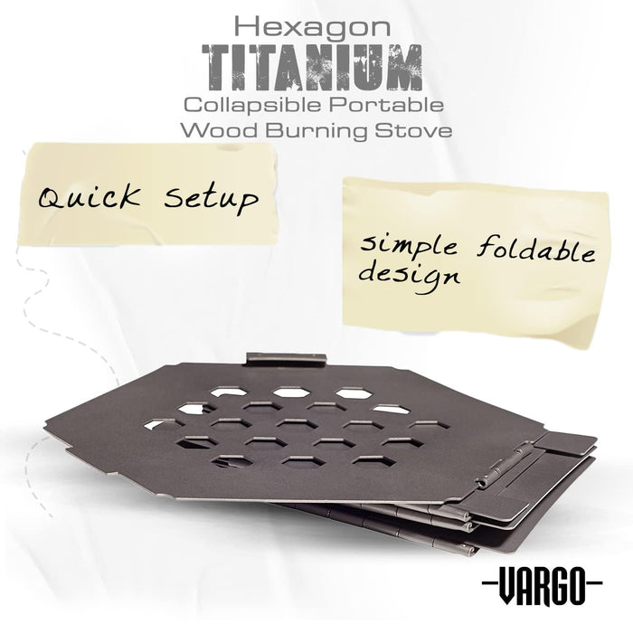Vargo Titanium Hexagon Wood Stove T-415 D76 (top) x D127 (bottom) x H101mm NEW_5