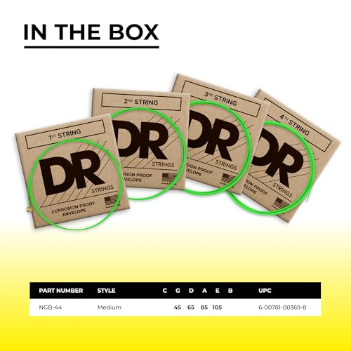 DR bass strings NEON nickel plating green coated 0.45, 0.65, 0.85, 0.105 NGB-45_2