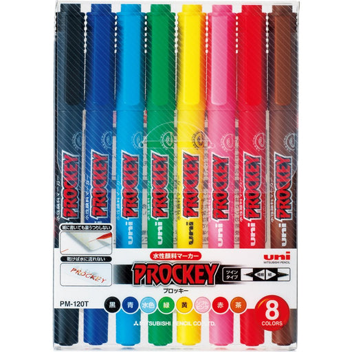 Mitsubishi Uni PROCKEY Extra-fine & Fine Point Marker Pen 8-Color PM120T8CN NEW_1