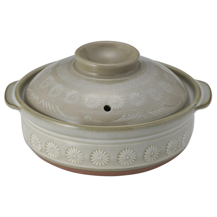 Ginpo Touki Banko Ware Clay Pot Deep Pot No. 7 for 1-2 People Hana Mishima 21071_1