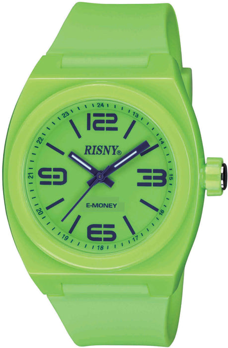 RISNY Watch Electronic Money Edy installed Green RS-001M-06 Polyurethane Belt_1