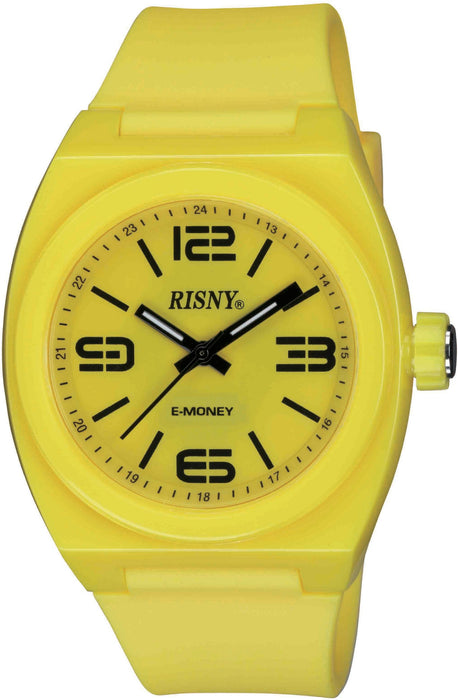RISNY watch with electronic money Edy Yellow RS-001M-02 Unisex Adult PU Band NEW_1